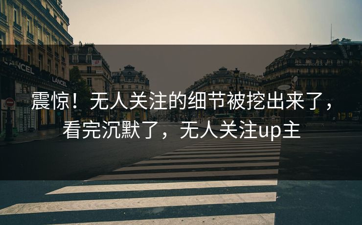 震惊！无人关注的细节被挖出来了，看完沉默了，无人关注up主