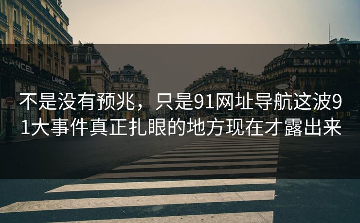 不是没有预兆，只是91网址导航这波91大事件真正扎眼的地方现在才露出来