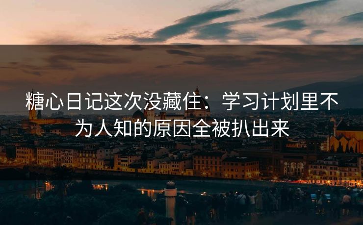 糖心日记这次没藏住：学习计划里不为人知的原因全被扒出来