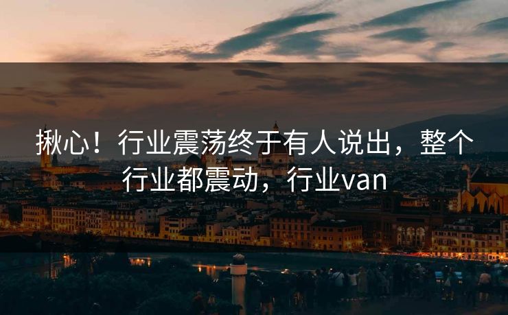 揪心!行业震荡终于有人说出,整个行业都震动,行业van 揪心!行业震荡终于有人说出,整个行业都震动,行业van