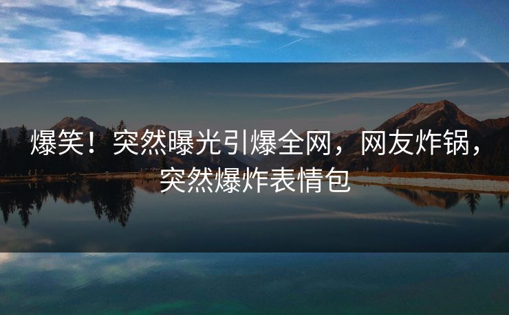爆笑！突然曝光引爆全网，网友炸锅，突然爆炸表情包